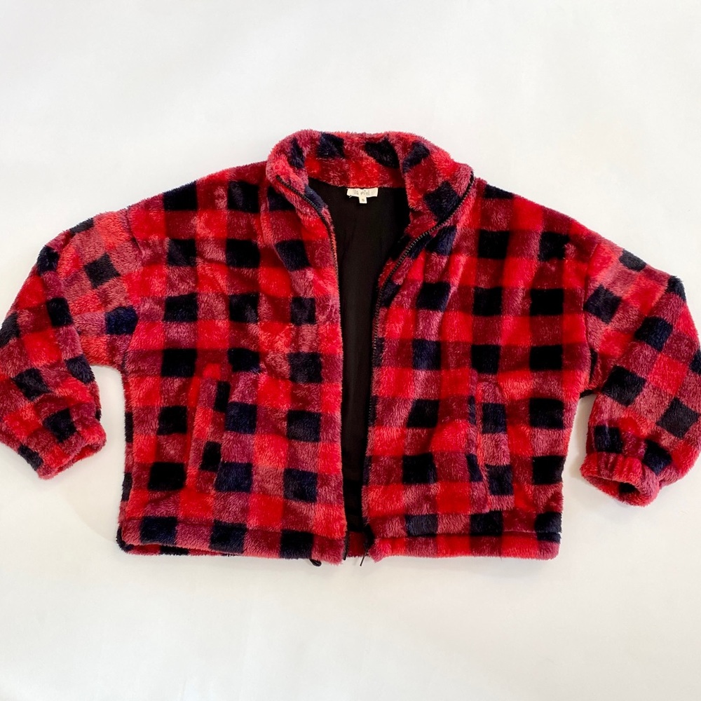 Bomber Style, Fleece Jacket in buffalo print